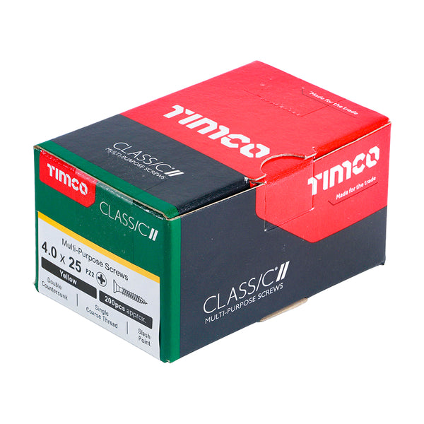 TIMCO Classic Multi-Purpose Countersunk Gold Woodscrews - 4.0 x 25 (200pcs)