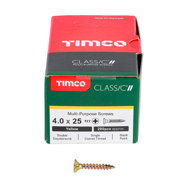 TIMCO Classic Multi-Purpose Countersunk Gold Woodscrews - 4.0 x 25 (200pcs)