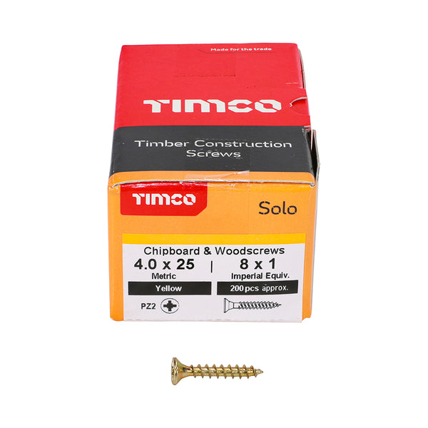 TIMCO Solo Countersunk Gold Woodscrews - 4.0 x 25 (200pcs)