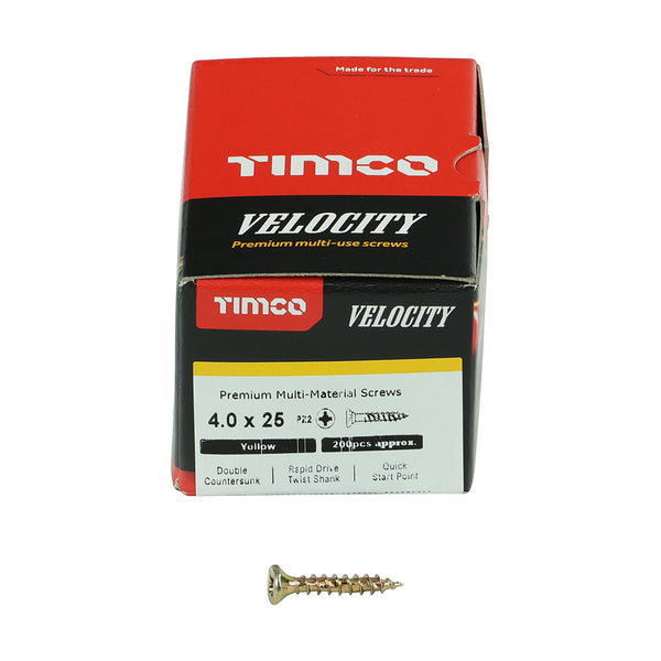 TIMCO Velocity Premium Multi-Use Countersunk Gold Woodscrews - 4.0 x 25 (200pcs)