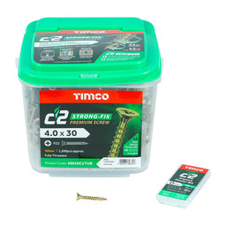 TIMCO C2 Strong-Fix Multi-Purpose Premium Countersunk Gold Woodscrews - 4.0 x 30 (1500pcs)