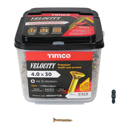 TIMCO Velocity Premium Multi-Use Countersunk Gold Woodscrews - 4.0 x 30 (1500pcs)