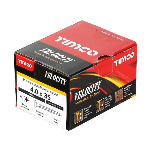 TIMCO Velocity Premium Multi-Use Countersunk Gold Woodscrews - 4.0 x 35 (200pcs)