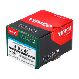 TIMCO Classic Multi-Purpose Countersunk A2 Stainless Steel Woodcrews - 4.0 x 40 (200pcs)