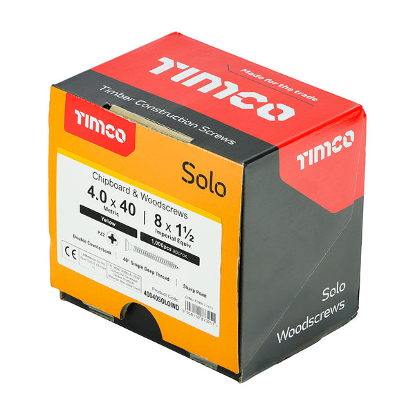 TIMCO Solo Countersunk Gold Woodscrews - 4.0 x 40 (1000pcs)