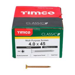TIMCO Classic Multi-Purpose Countersunk Gold Woodscrews - 4.0 x 45 (200pcs)