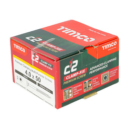 TIMCO C2 Clamp-Fix Multi-Purpose Premium Countersunk Gold Woodscrews - 4.0 x 50 (200pcs)