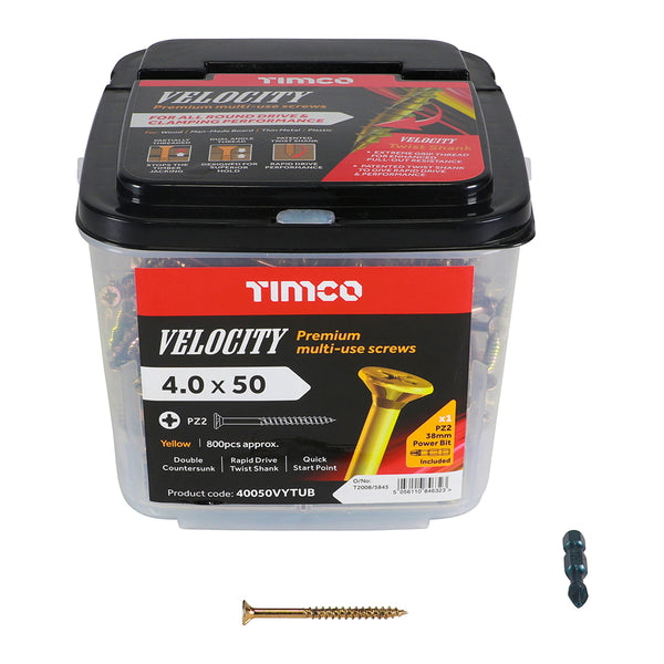 TIMCO Velocity Premium Multi-Use Countersunk Gold Woodscrews - 4.0 x 50 (800pcs)