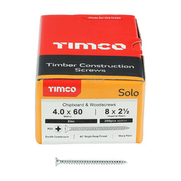 TIMCO Solo Countersunk Silver Woodscrews - 4.0 x 60 (200pcs)