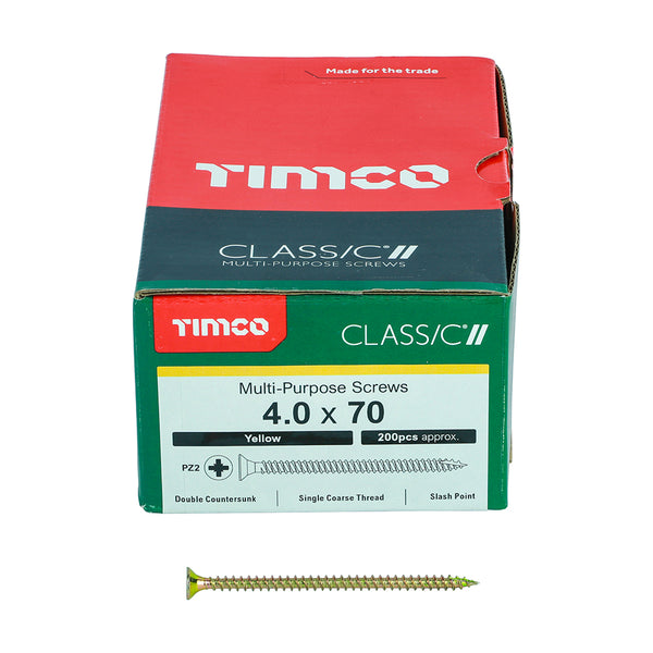 TIMCO Classic Multi-Purpose Countersunk Gold Woodscrews - 4.0 x 70 (200pcs)