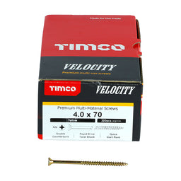 TIMCO Velocity Premium Multi-Use Countersunk Gold Woodscrews - 4.0 x 70 (200pcs)