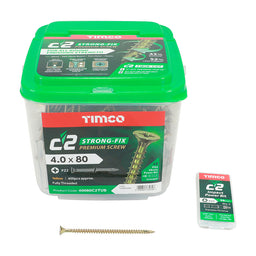 TIMCO C2 Strong-Fix Multi-Purpose Premium Countersunk Gold Woodscrews - 4.0 x 80 (400pcs)