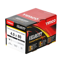 TIMCO Velocity Premium Multi-Use Countersunk Gold Woodscrews - 4.0 x 80 (200pcs)