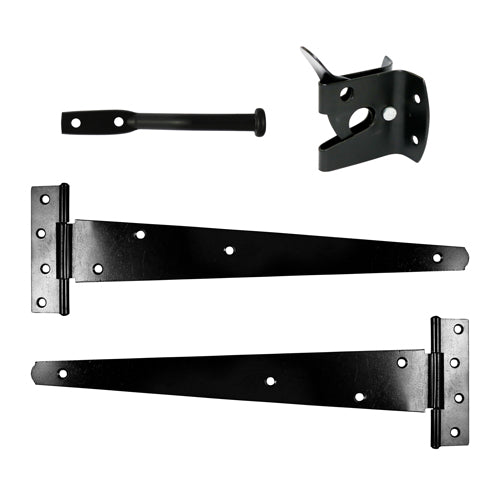 TIMCO Pedestrian Gate Kit Medium Tee Hinges & Automatic Latch Black - 14