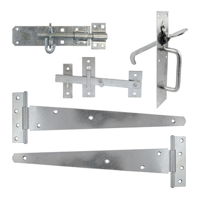 TIMCO Side Gate Kit Medium Tee Hinges Suffolk Latch & Brenton Padbolt Hot Dipped Galvanised - 18