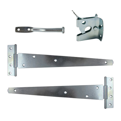 TIMCO Pedestrian Gate Kit Medium Tee Hinges & Automatic Latch Silver - 14