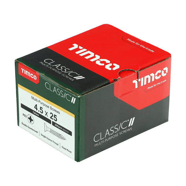 TIMCO Classic Multi-Purpose Countersunk Gold Woodscrews - 4.5 x 25 (200pcs)