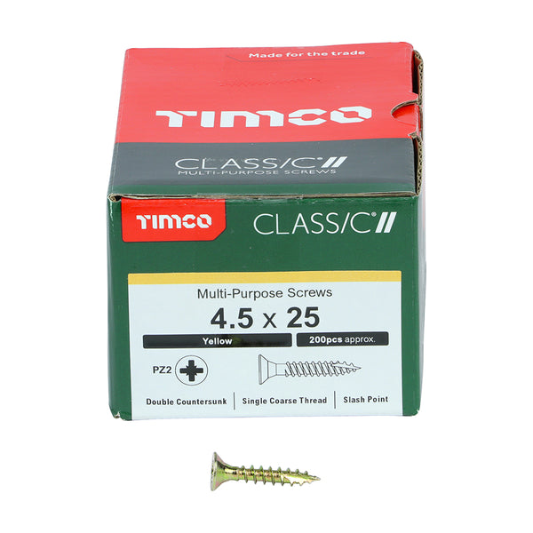 TIMCO Classic Multi-Purpose Countersunk Gold Woodscrews - 4.5 x 25 (200pcs)