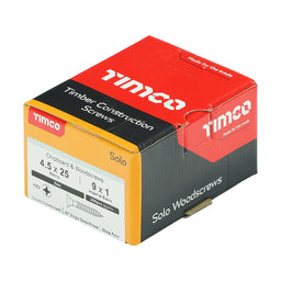 TIMCO Solo Countersunk Silver Woodscrews - 4.5 x 25 (200pcs)