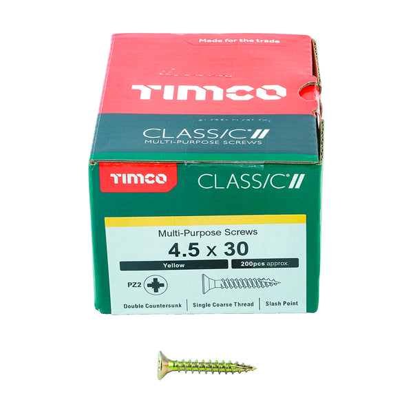 TIMCO Classic Multi-Purpose Countersunk Gold Woodscrews - 4.5 x 30 (200pcs)