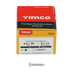 TIMCO Solo Countersunk Silver Woodscrews - 4.5 x 30 (200pcs)