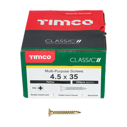 TIMCO Classic Multi-Purpose Countersunk Gold Woodscrews - 4.5 x 35 (200pcs)