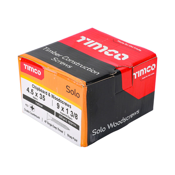 TIMCO Solo Countersunk Gold Woodscrews - 4.5 x 35 (200pcs)