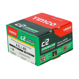 TIMCO C2 Strong-Fix Multi-Purpose Premium Countersunk Gold Woodscrews - 4.5 x 40 (200pcs)