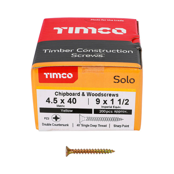 TIMCO Solo Countersunk Gold Woodscrews - 4.5 x 40 (200pcs)