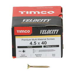 TIMCO Velocity Premium Multi-Use Countersunk Gold Woodscrews - 4.5 x 40 (200pcs)