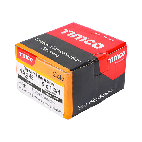 TIMCO Solo Countersunk Gold Woodscrews - 4.5 x 45 (200pcs)