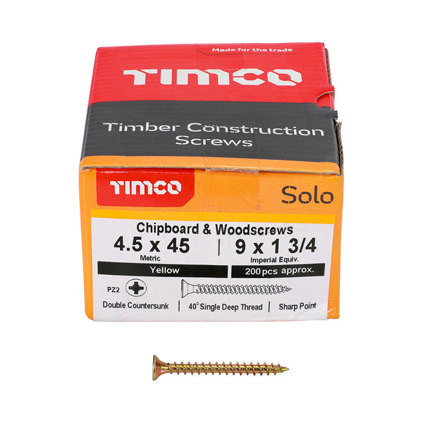 TIMCO Solo Countersunk Gold Woodscrews - 4.5 x 45 (200pcs)