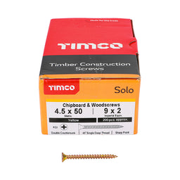 TIMCO Solo Countersunk Gold Woodscrews - 4.5 x 50 (200pcs)