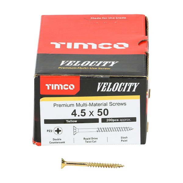 TIMCO Velocity Premium Multi-Use Countersunk Gold Woodscrews - 4.5 x 50 (200pcs)