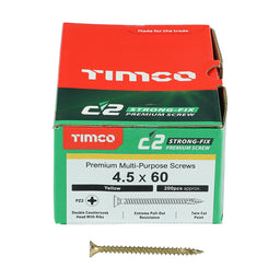 TIMCO C2 Strong-Fix Multi-Purpose Premium Countersunk Gold Woodscrews - 4.5 x 60 (200pcs)