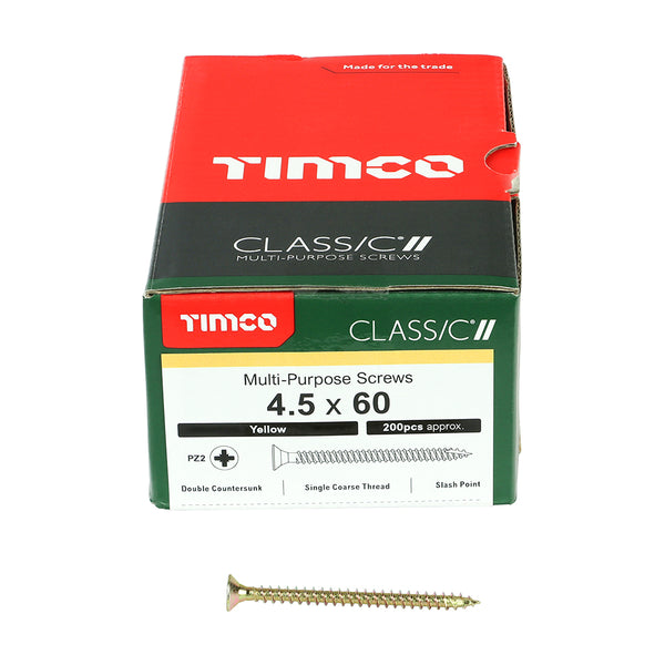 TIMCO Classic Multi-Purpose Countersunk Gold Woodscrews - 4.5 x 60 (200pcs)