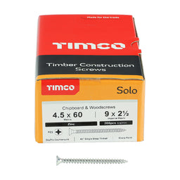 TIMCO Solo Countersunk Silver Woodscrews - 4.5 x 60 (200pcs)