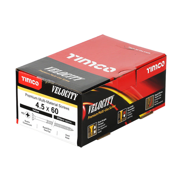 TIMCO Velocity Premium Multi-Use Countersunk Gold Woodscrews - 4.5 x 60 (200pcs)