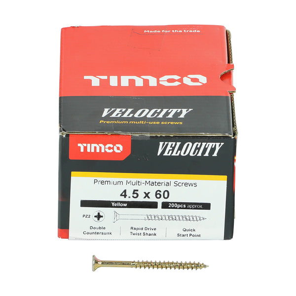 TIMCO Velocity Premium Multi-Use Countersunk Gold Woodscrews - 4.5 x 60 (200pcs)