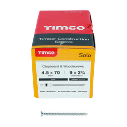 TIMCO Solo Countersunk Silver Woodscrews - 4.5 x 70 (200pcs)