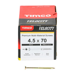 TIMCO Velocity Premium Multi-Use Countersunk Gold Woodscrews - 4.5 x 70 (200pcs)