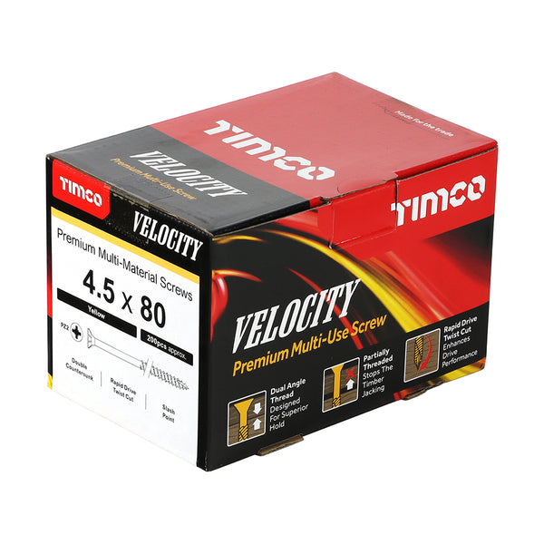 TIMCO Velocity Premium Multi-Use Countersunk Gold Woodscrews - 4.5 x 80 (200pcs)