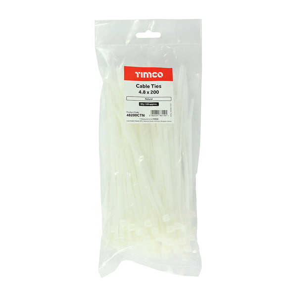 TIMCO Cable Ties Natural - 4.8 x 200 (100pcs)