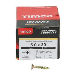 TIMCO Velocity Premium Multi-Use Countersunk Gold Woodscrews - 5.0 x 30 (200pcs)