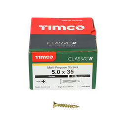 TIMCO Classic Multi-Purpose Countersunk Gold Woodscrews - 5.0 x 35 (200pcs)