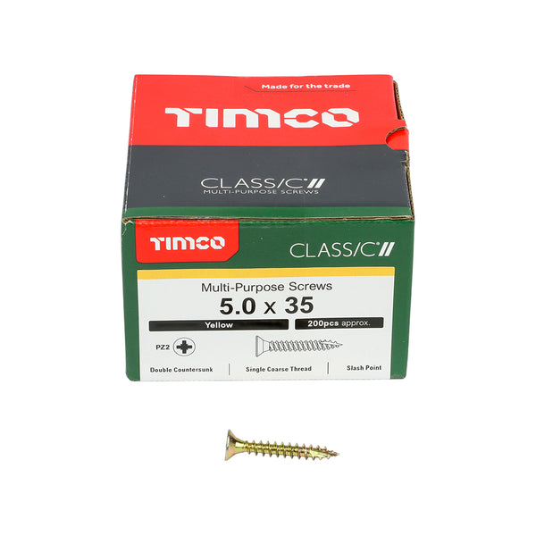 TIMCO Classic Multi-Purpose Countersunk Gold Woodscrews - 5.0 x 35 (200pcs)