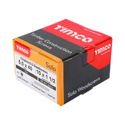 TIMCO Solo Countersunk Silver Woodscrews - 5.0 x 40 (200pcs)