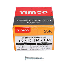 TIMCO Solo Countersunk Silver Woodscrews - 5.0 x 40 (200pcs)