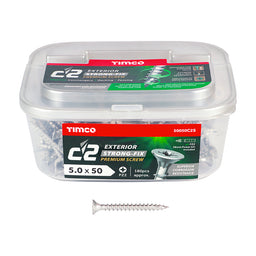 TIMCO C2 Exterior Multi-Purpose Premium Countersunk Silver Woodscrews - 5.0 x 50 (180pcs)