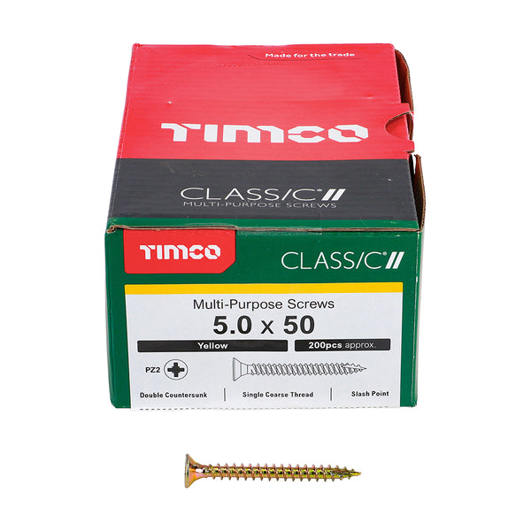TIMCO Classic Multi-Purpose Countersunk Gold Woodscrews - 5.0 x 50 (200pcs)